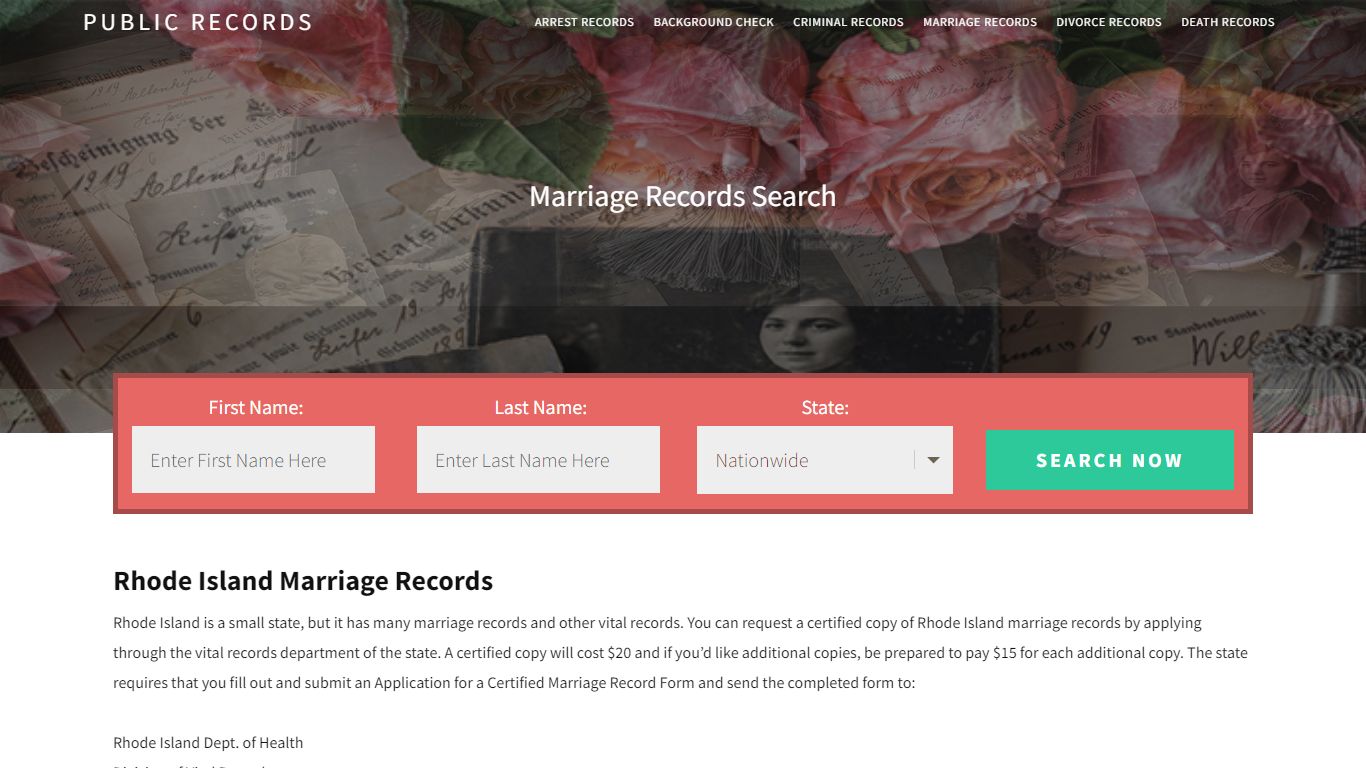 Rhode Island Marriage Records - Public Records